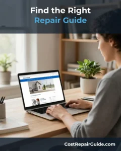 Homeowner using laptop to compare home repair costs