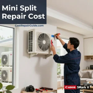 Technician servicing a ductless mini split heat pump system
