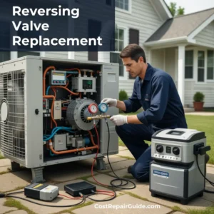 HVAC technician replacing a heat pump reversing valve