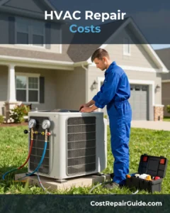 Professional HVAC technician repairing residential air conditioner