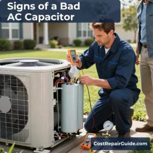 AC Capacitor Replacement Cost 3 HVAC technician diagnosing a failed AC capacitor