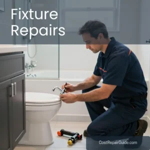 Plumber repairing toilet faucet sink and shower fixtures
