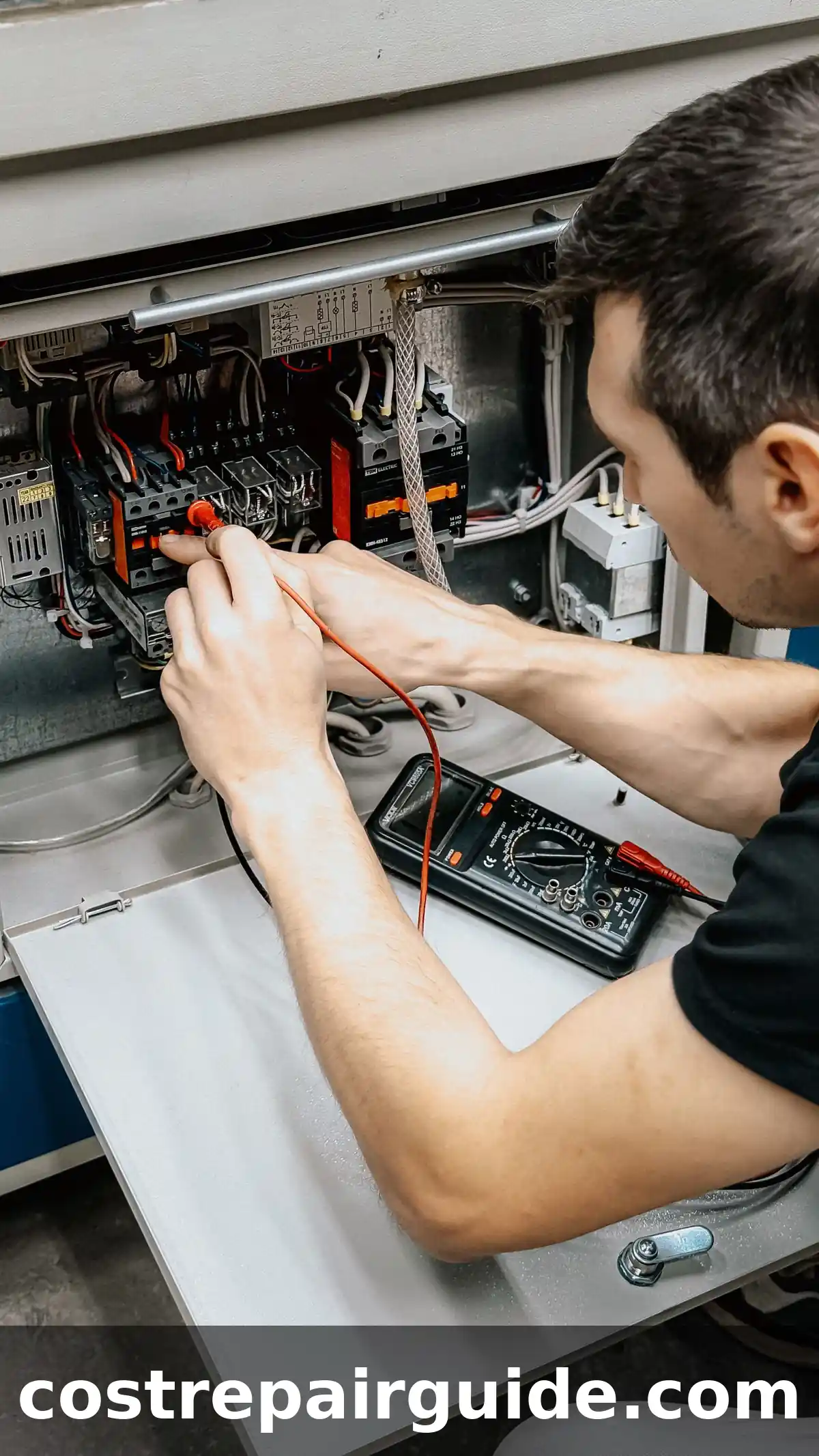 HVAC technician diagnosing a failed AC capacitor