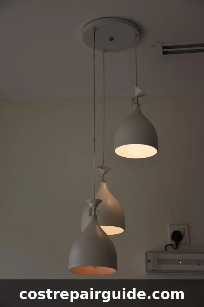 Trio of pendant lights in an elegant interior
