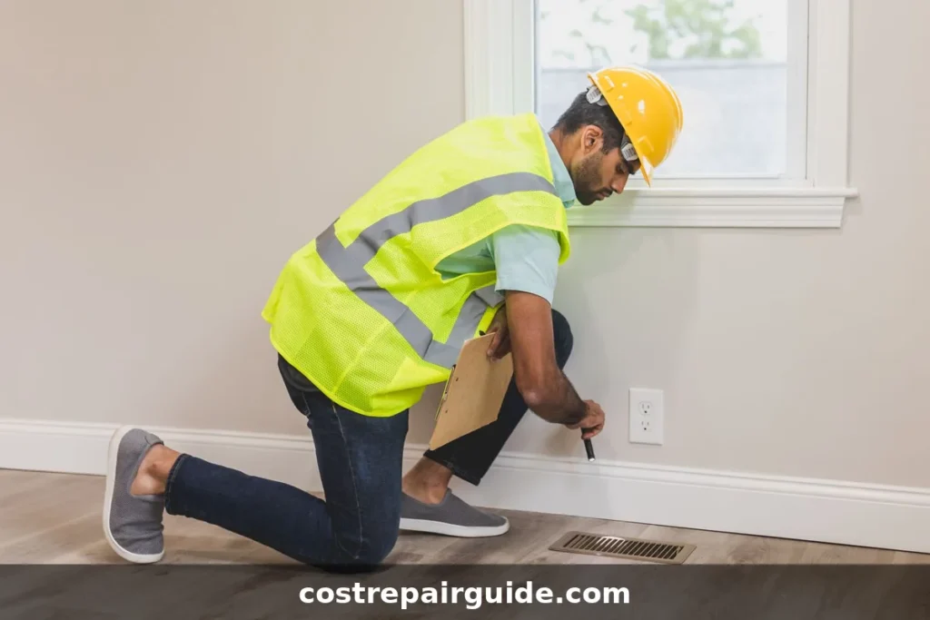 Worker conducting an electrical inspection indoors