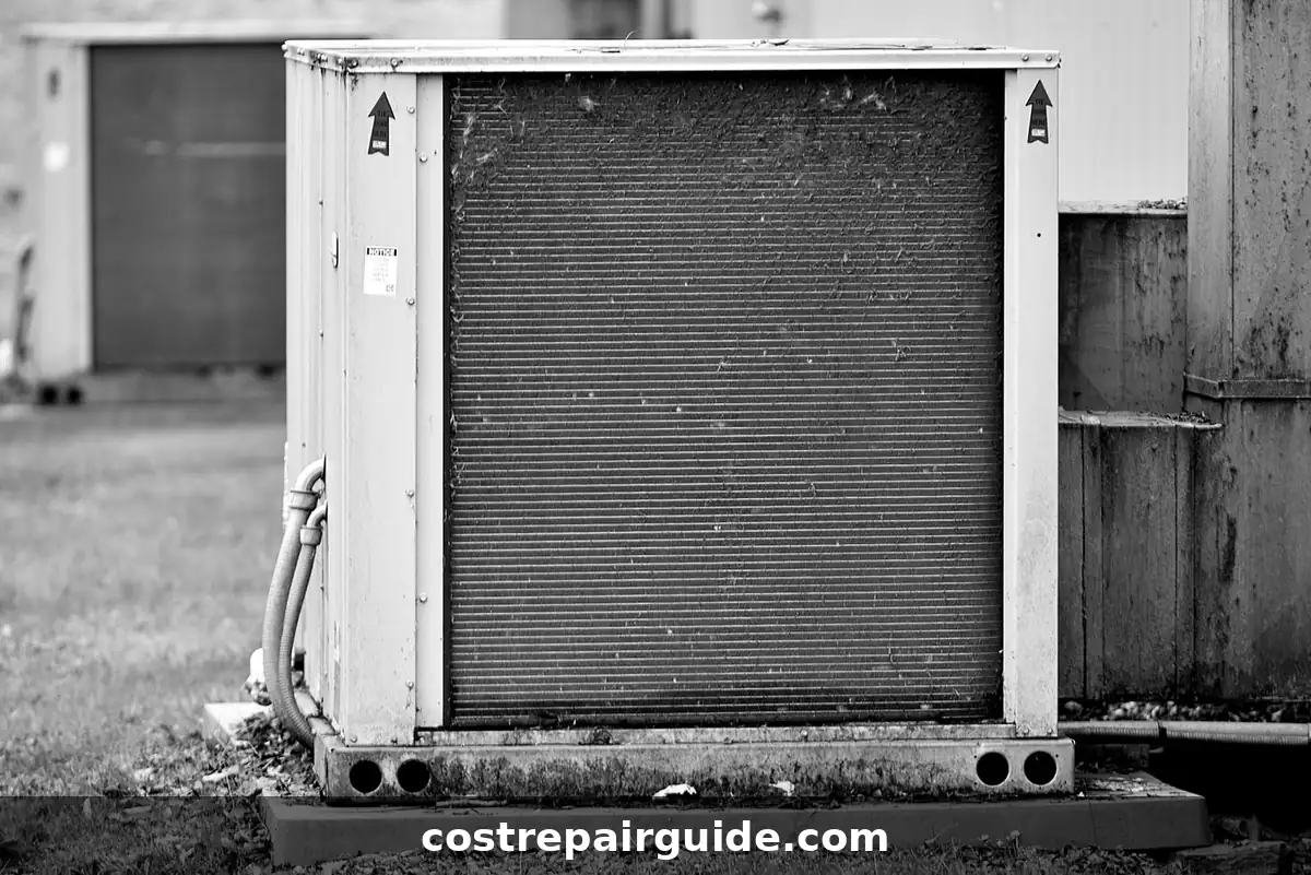 Outdoor residential AC compressor inside condenser unit