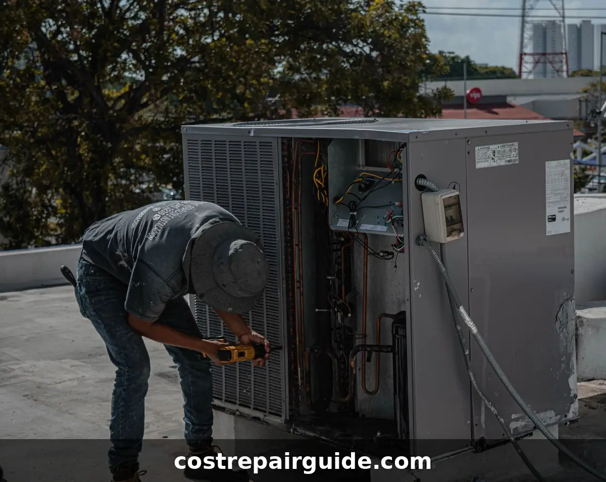 Technician servicing outdoor unit