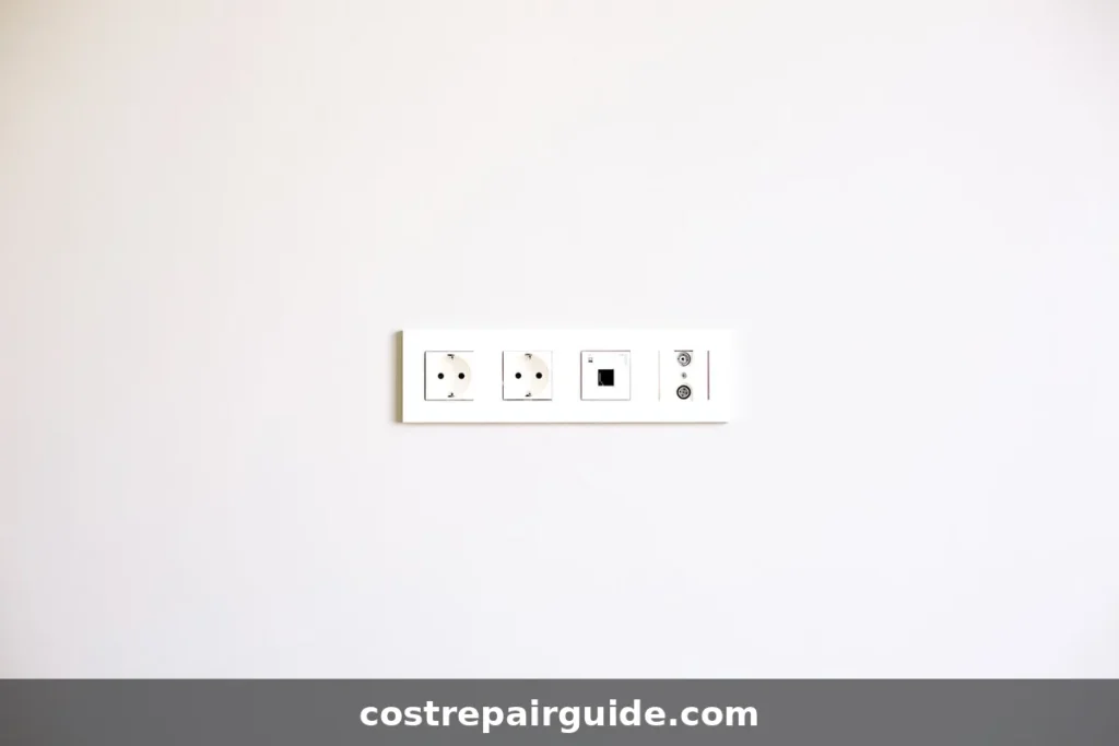Modern electrical outlets on a bright white wall