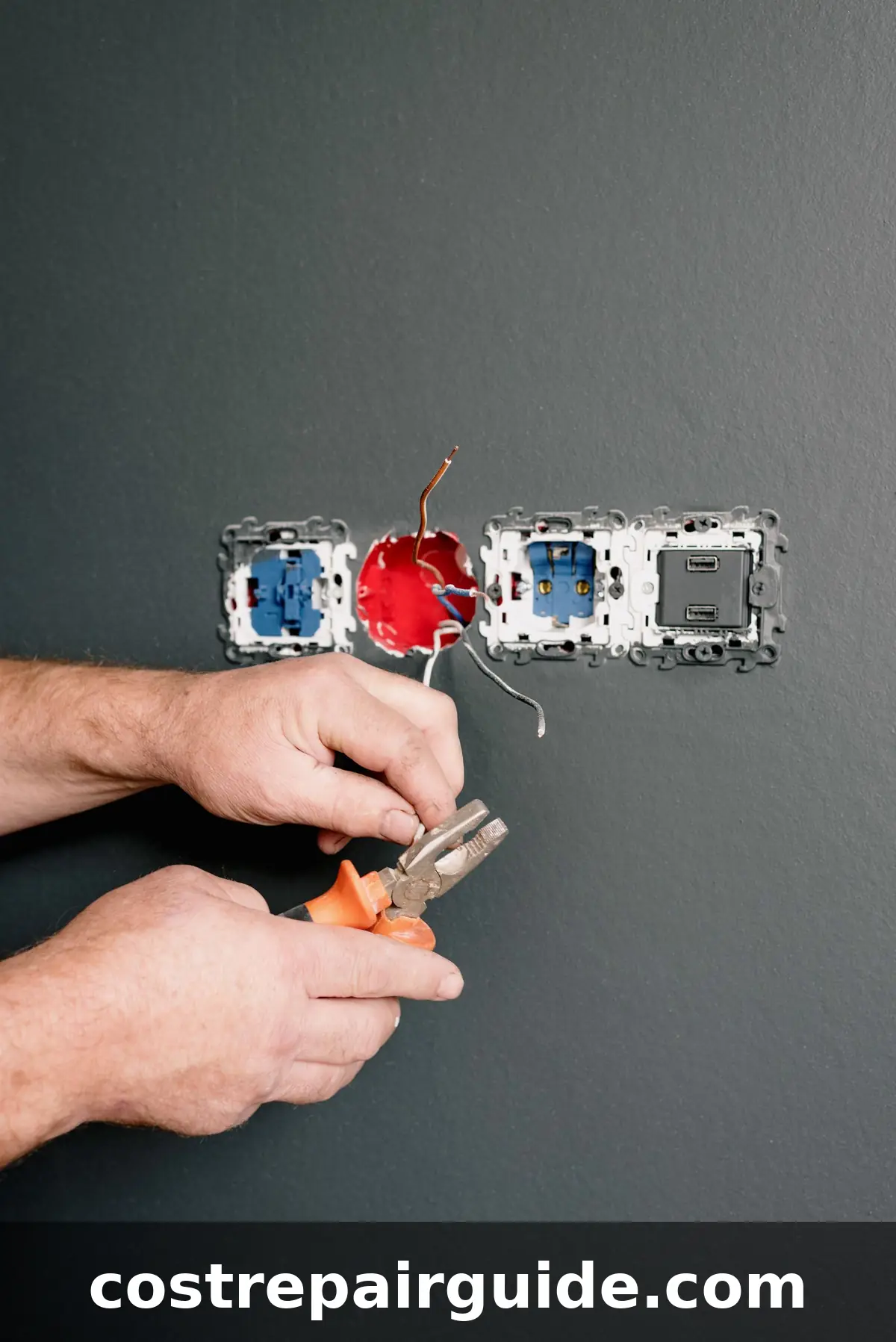 Thermostat wiring close-up